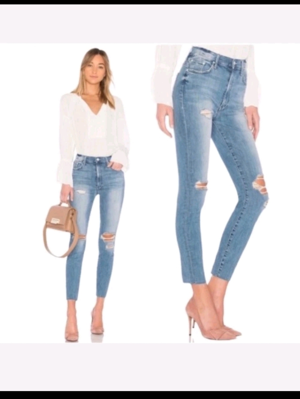 MOTHER THE Swooner Ankle Fray Losing Control High Rise Distressed Skinny Size 26